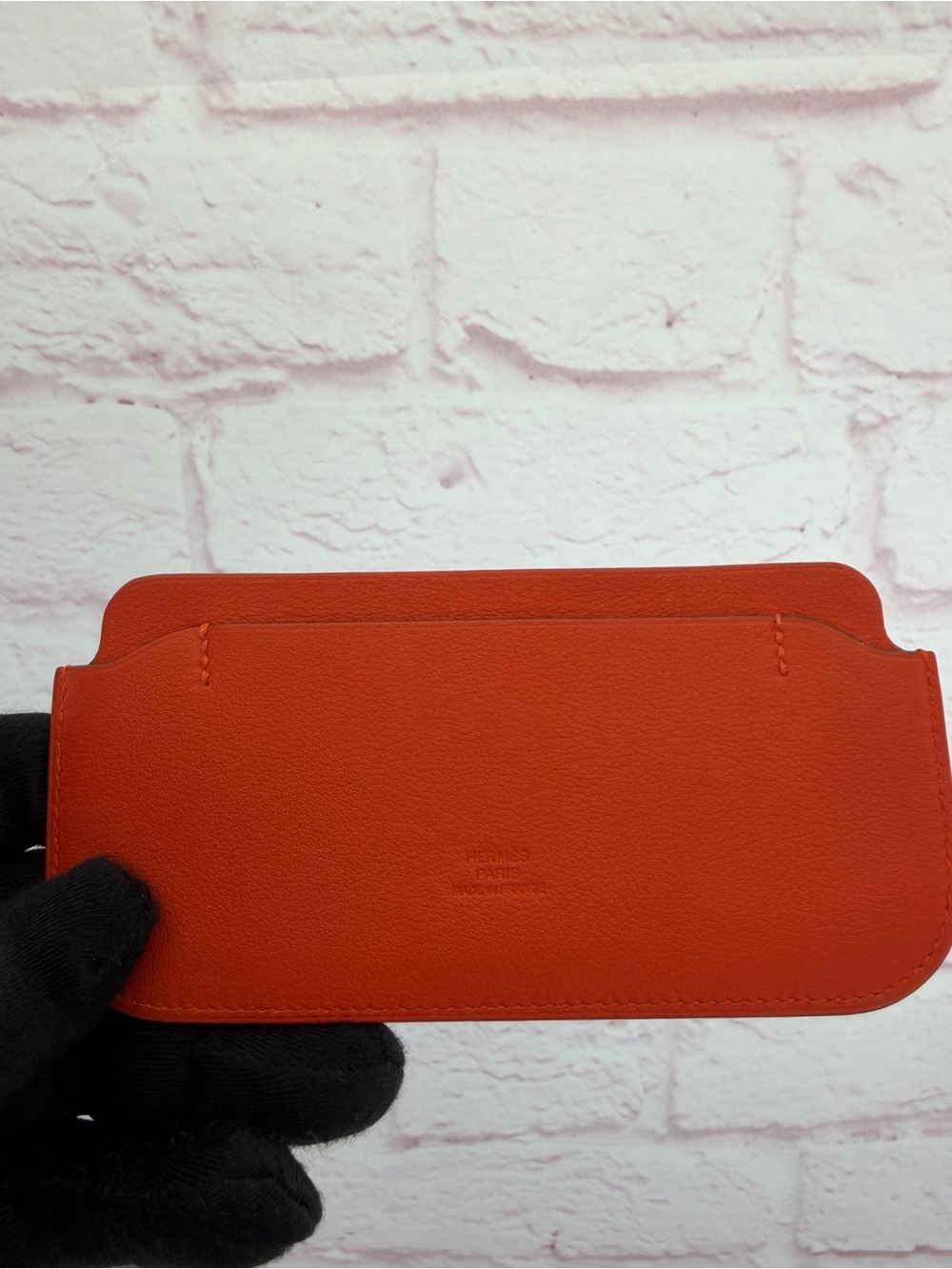 Hermes Sanguine Orange Leather Card Case